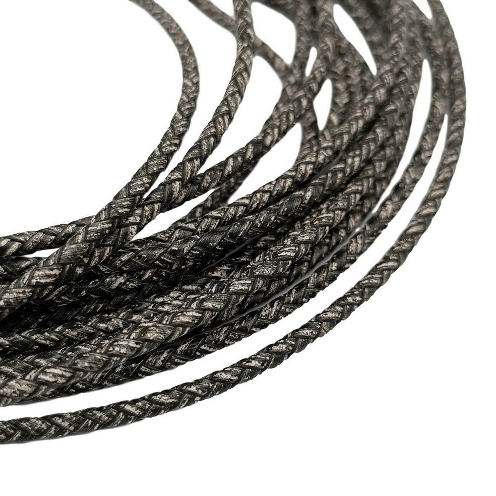 ShapesbyX-3mm Braided Leather Cord Leather Bolo Strap Antique Black
