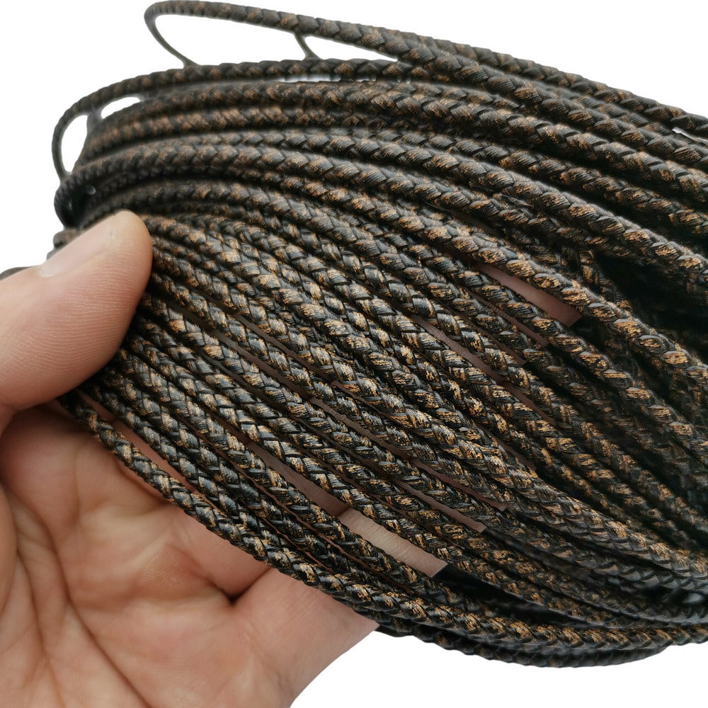 shapesbyX-3mm Braided Leather Cords Deep Weathered Jewelry Making in Bracelet Necklace Bolo Tie