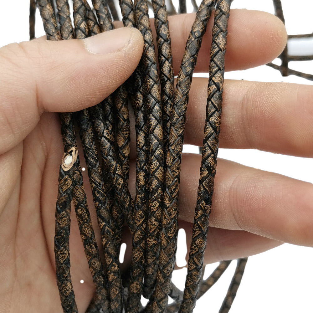 shapesbyX-3mm Braided Leather Cords Deep Weathered Jewelry Making in Bracelet Necklace Bolo Tie