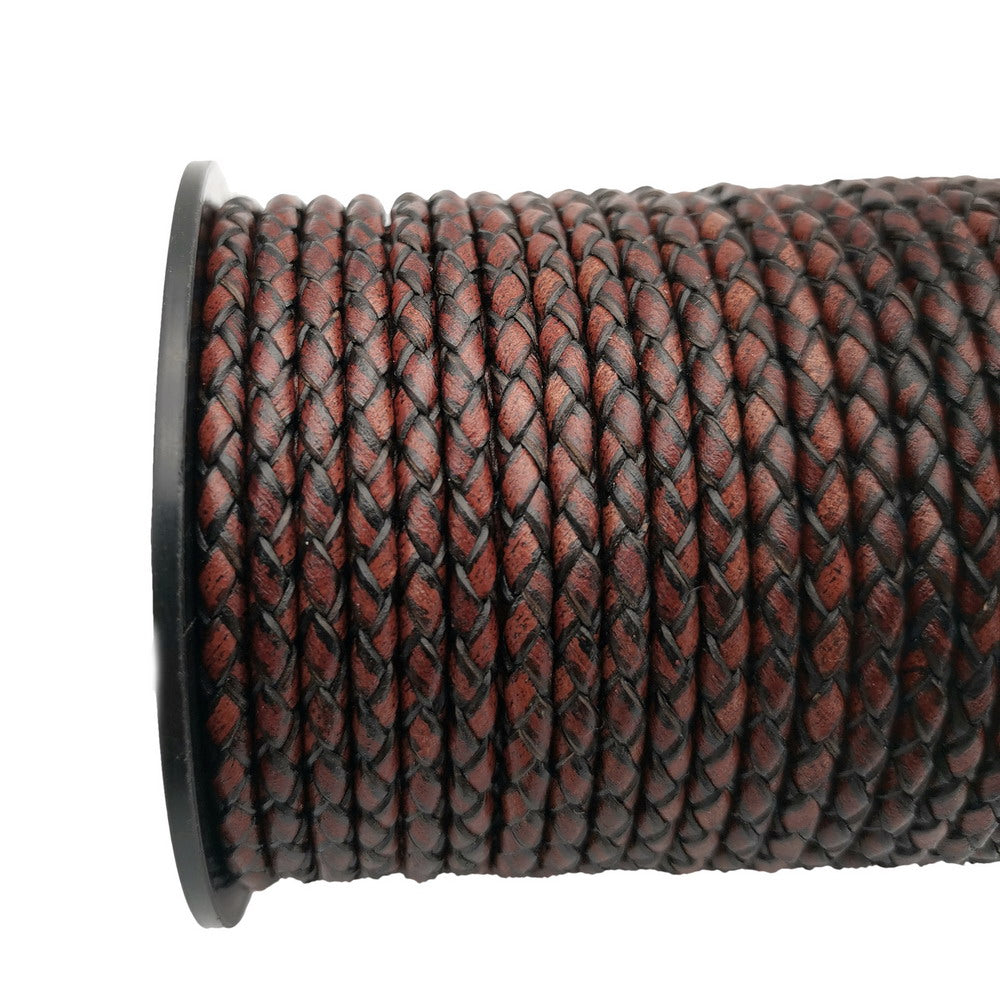 ShapesbyX-Antik Rotbraun 3mm geflochtene Lederschnüre Leder Boloarmband Armband Halskette Herstellung