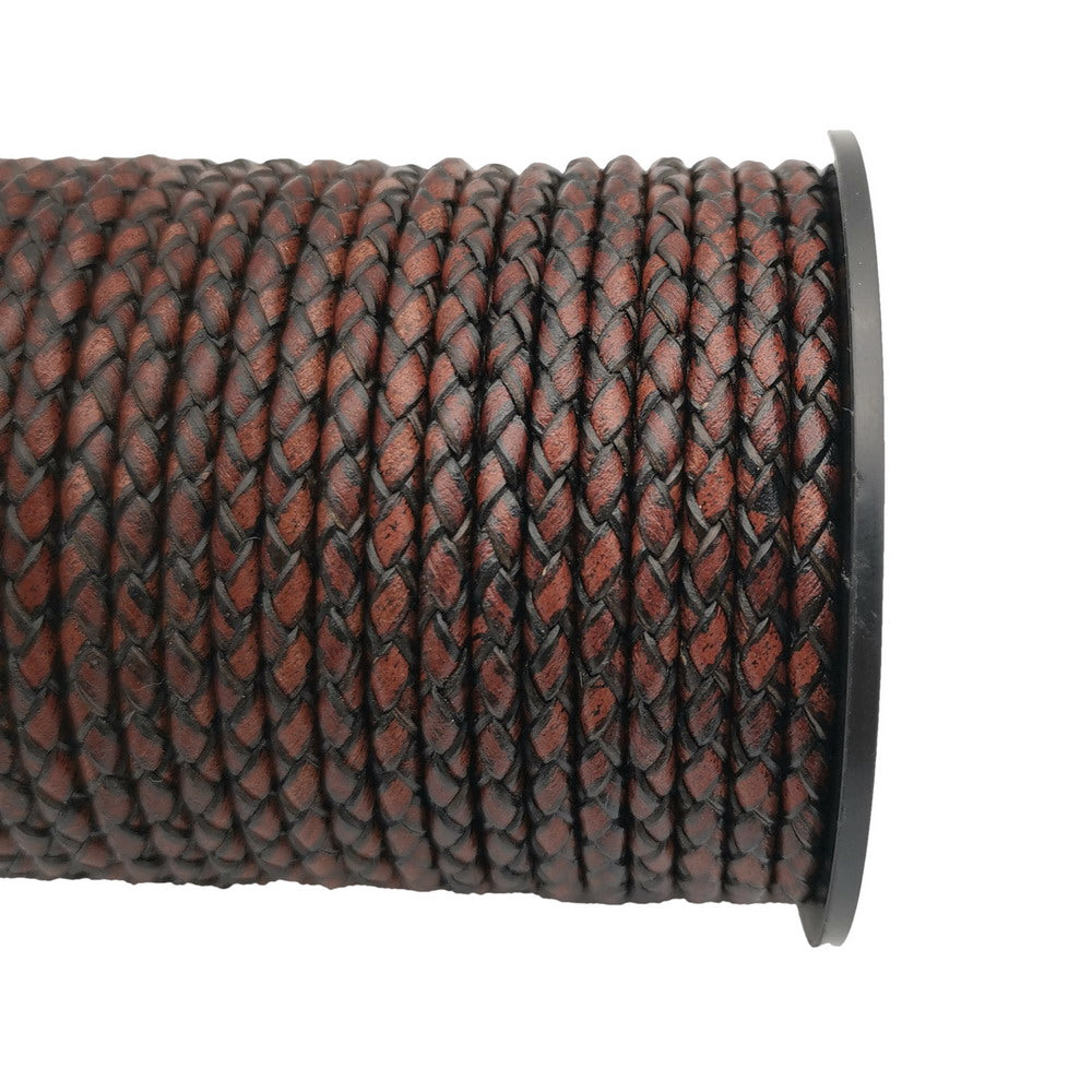 ShapesbyX-Antik Rotbraun 3mm geflochtene Lederschnüre Leder Boloarmband Armband Halskette Herstellung