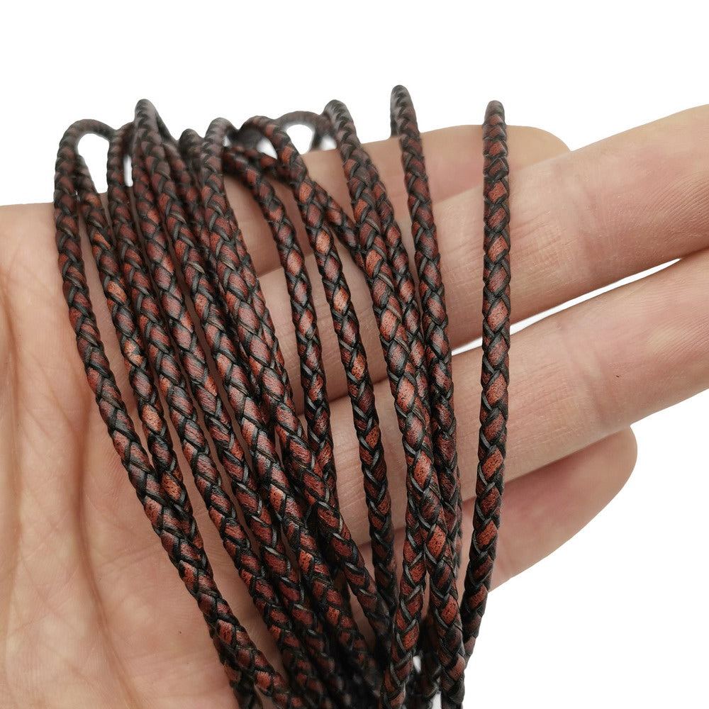 ShapesbyX-Antik Rotbraun 3mm geflochtene Lederschnüre Leder Boloarmband Armband Halskette Herstellung