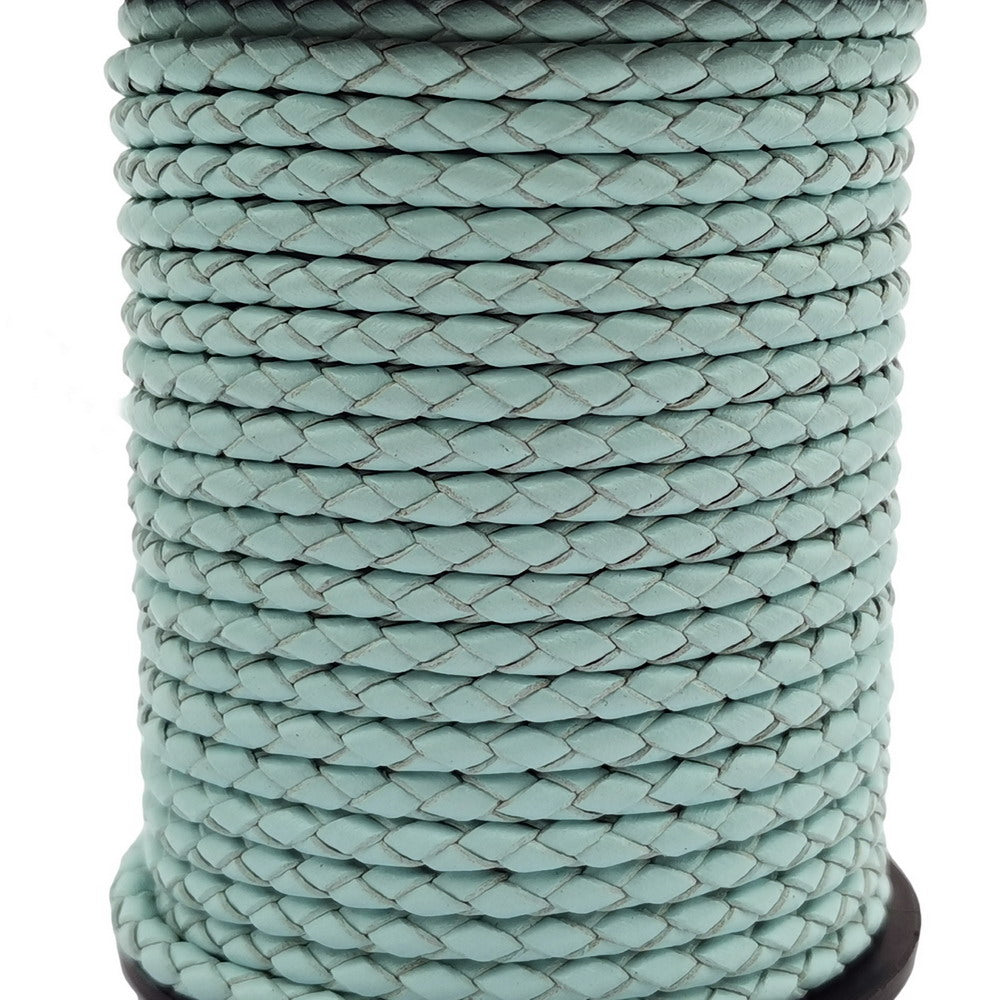 ShapesbyX-Cravate Bolo en cuir tressé avec cordon en cuir rond de 3 mm Bleu bébé