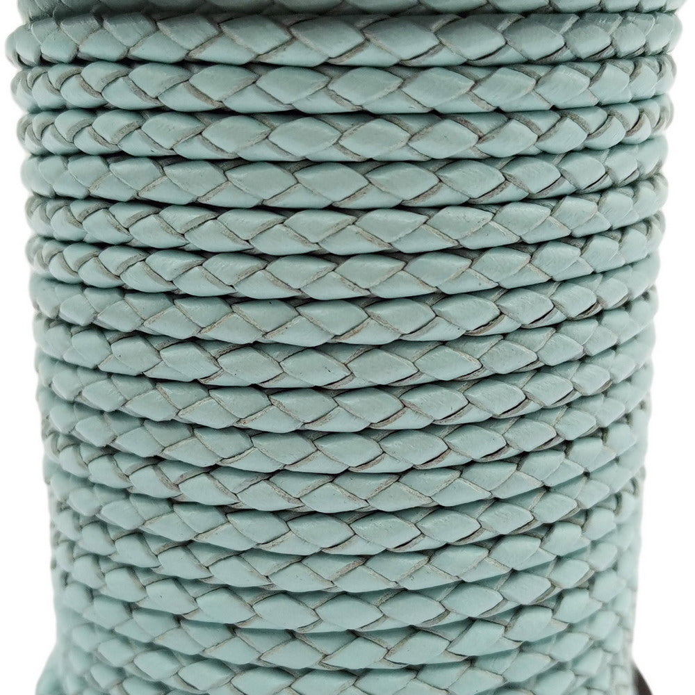 ShapesbyX-Cravate Bolo en cuir tressé avec cordon en cuir rond de 3 mm Bleu bébé