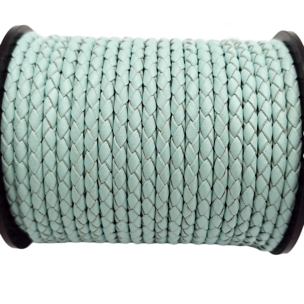 ShapesbyX-Cravate Bolo en cuir tressé avec cordon en cuir rond de 3 mm Bleu bébé