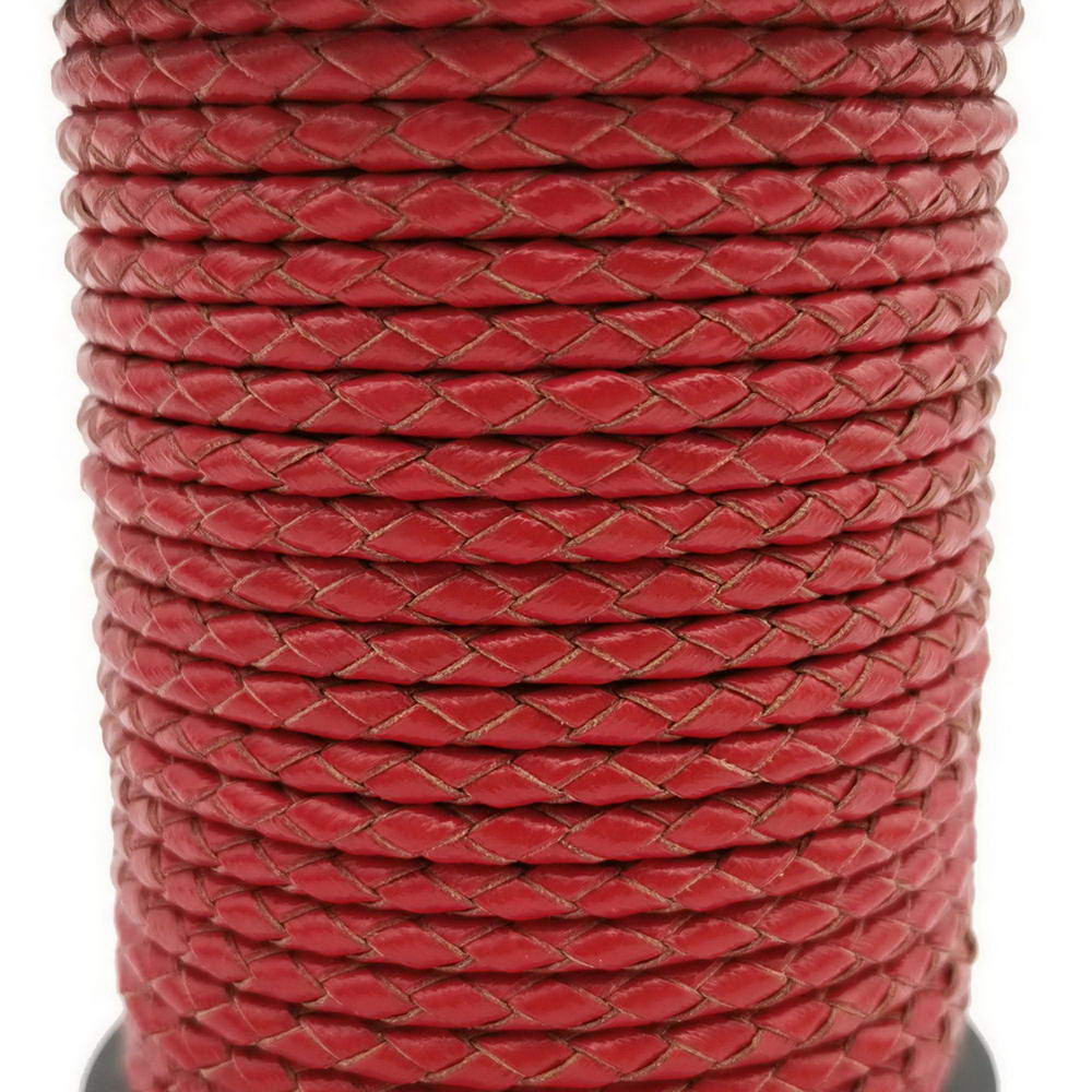 ShapesbyX-cordon en cuir tressé 3mm rond rouge Bracelet collier fabrication bracelet en cuir Bolo cravate