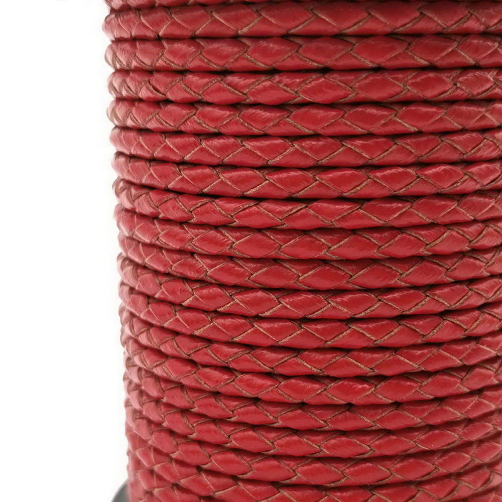 ShapesbyX-cordon en cuir tressé 3mm rond rouge Bracelet collier fabrication bracelet en cuir Bolo cravate
