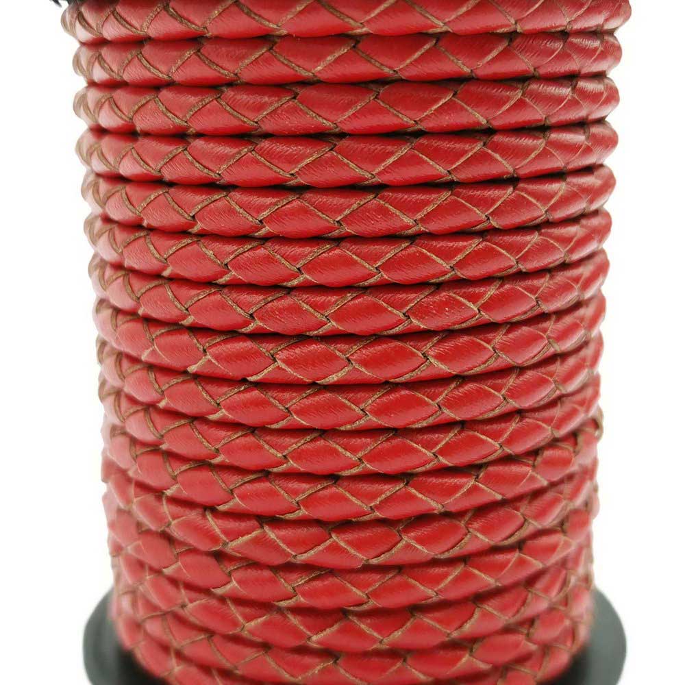 shapesbyX-4mm Braided Leather Cords Red Bracelet Necklace Making Bolo Tie