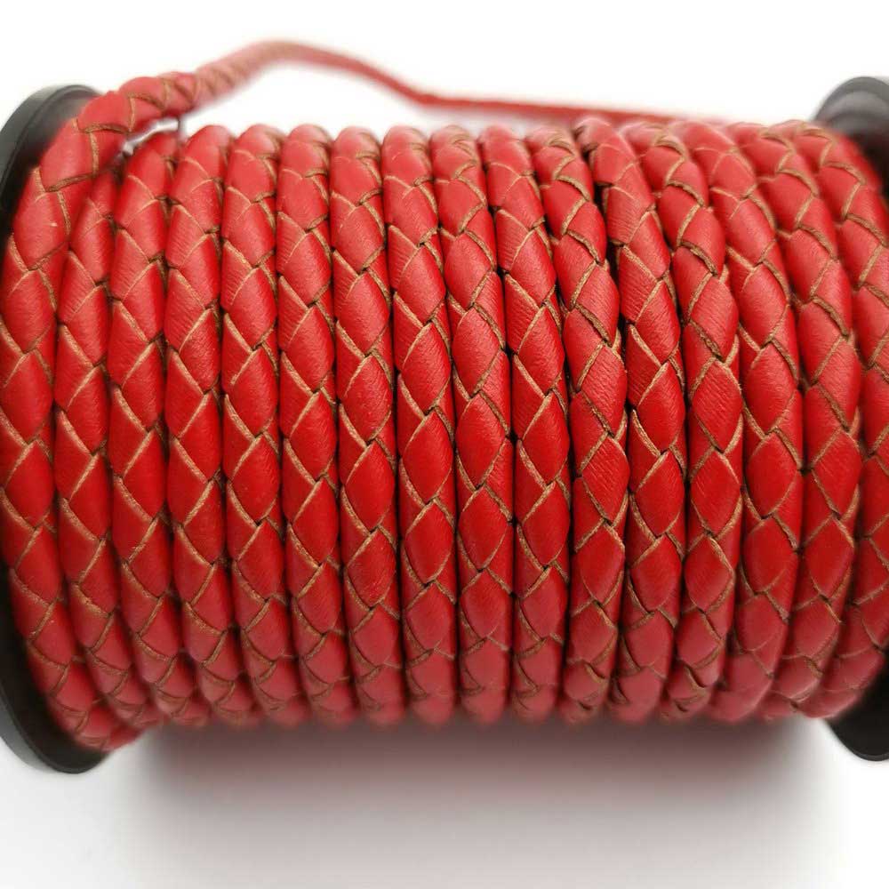 shapesbyX-4mm Braided Leather Cords Red Bracelet Necklace Making Bolo Tie