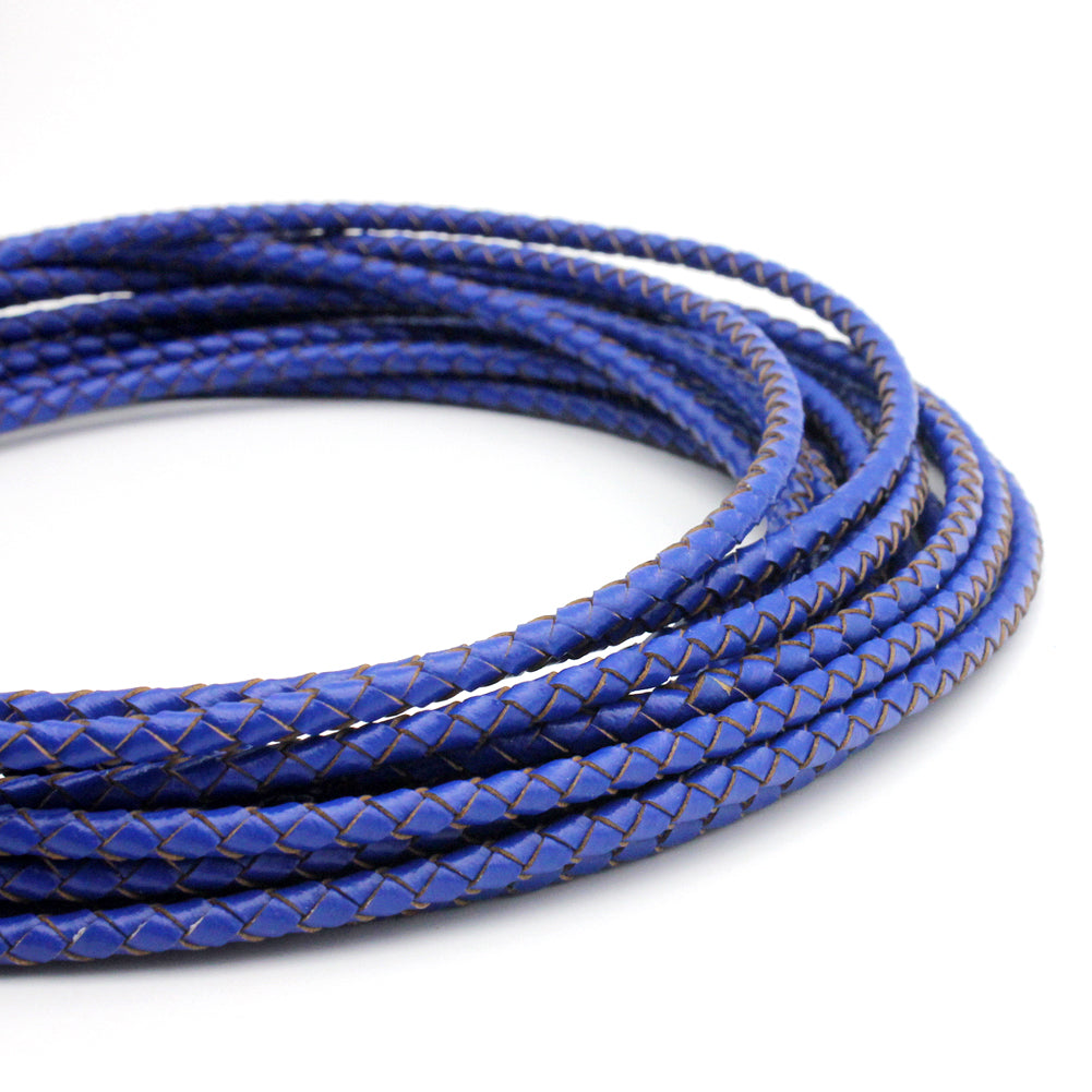 shapesbyX-4mm Leather Bolo Cord Braided Leather Strap Royal Blue Jewelry Making or Bolo Tie
