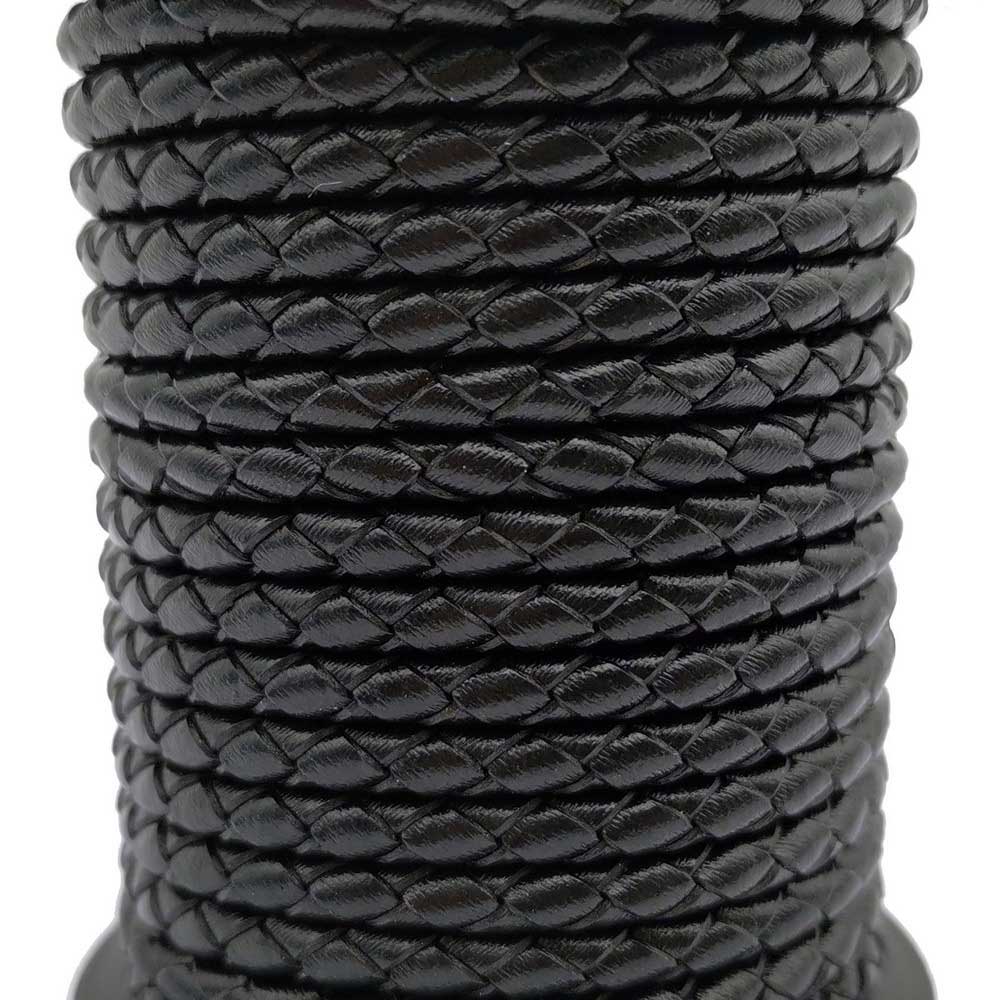 shapesbyX-4mm Leather Bolo Cord Braided Leather Strap Black Jewelry Making or Bolo Tie