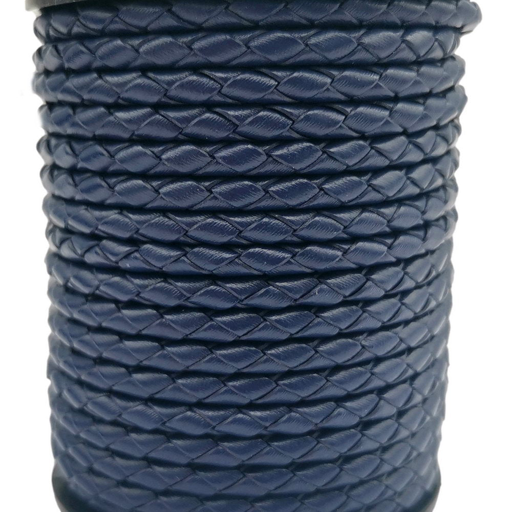 ShapesbyX-Navy Blue 4mm Leder Bolo Cord gewebtes gefaltetes Lederband