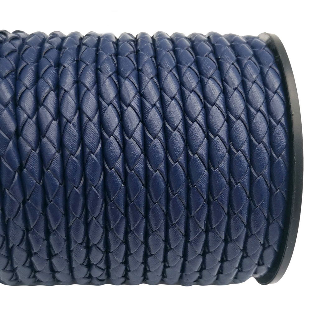 ShapesbyX-Navy Blue 4mm Leder Bolo Cord gewebtes gefaltetes Lederband