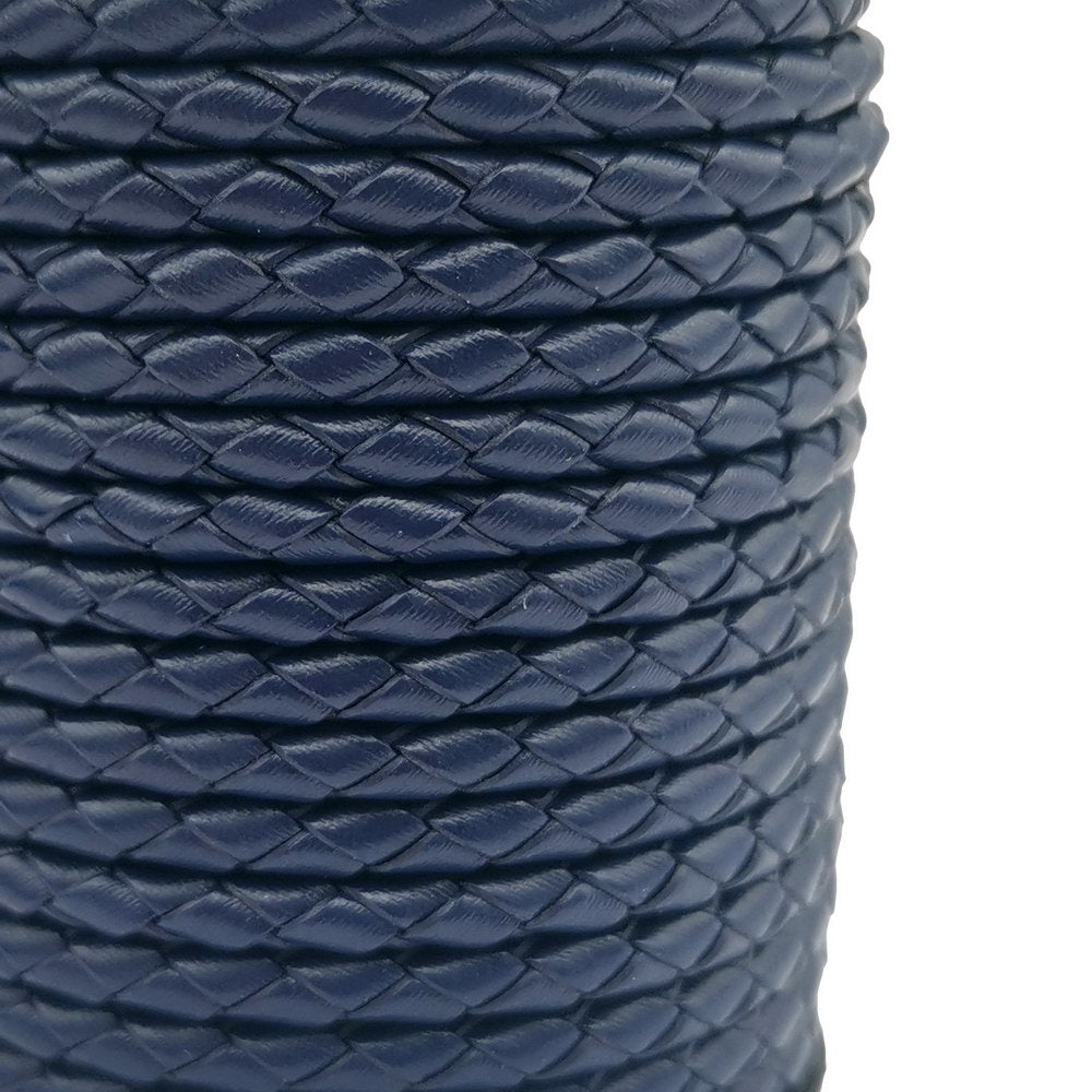 ShapesbyX-Navy Blue 4mm Leder Bolo Cord gewebtes gefaltetes Lederband