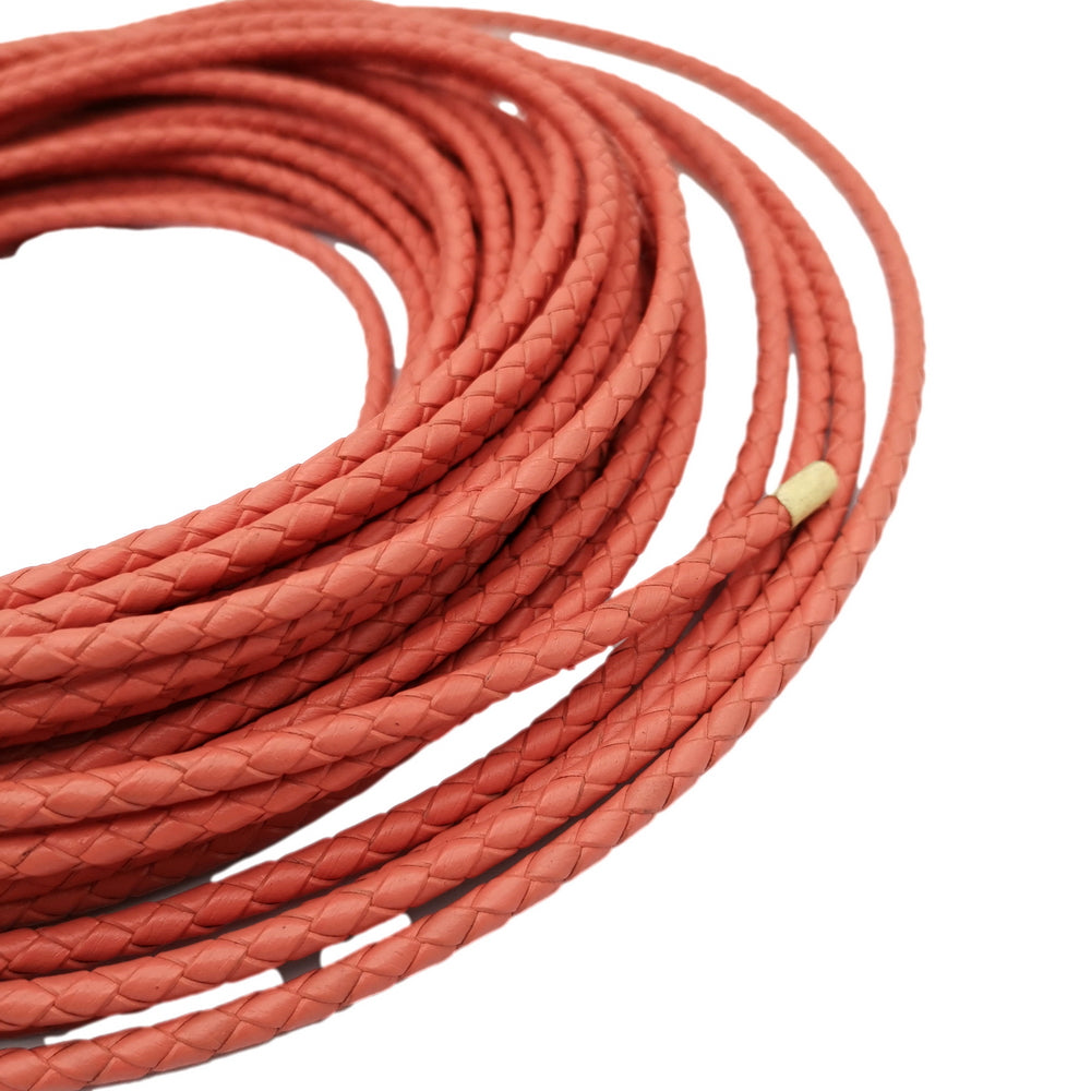 Watermelon 4mm Braided Leather Bolo Cords