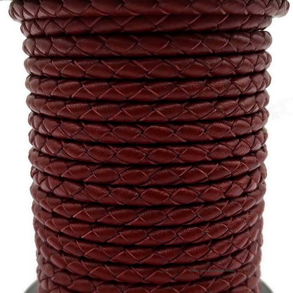 shapesbyX-4mm Braided Leather Cords Bracelet Necklace Making Bolo Tie Hawthorn Darker Red
