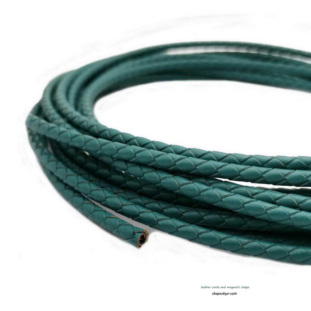 shapesbyX-4mm Braided Leather Cords Bracelet Necklace Making Bolo Tie Teal
