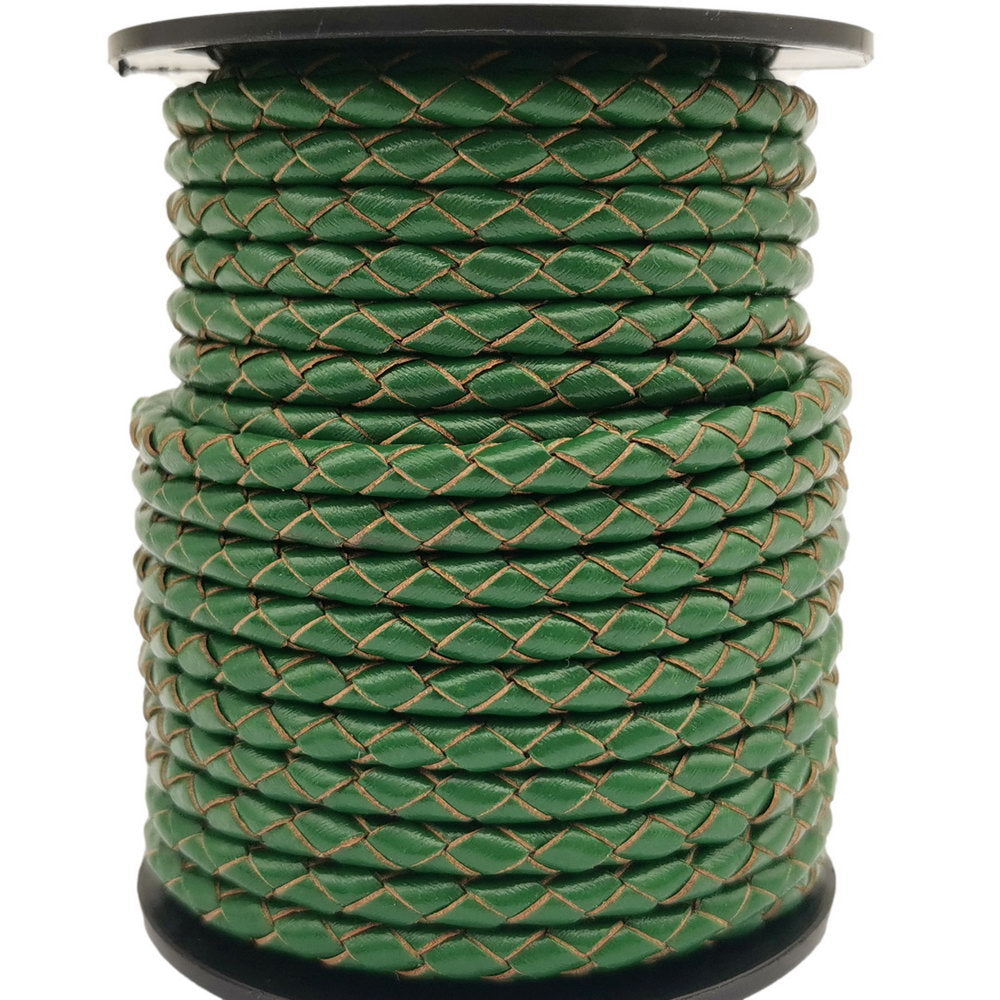 4mm Braided Leather Cord, 4mm Round Braided Leather - 28 Colors