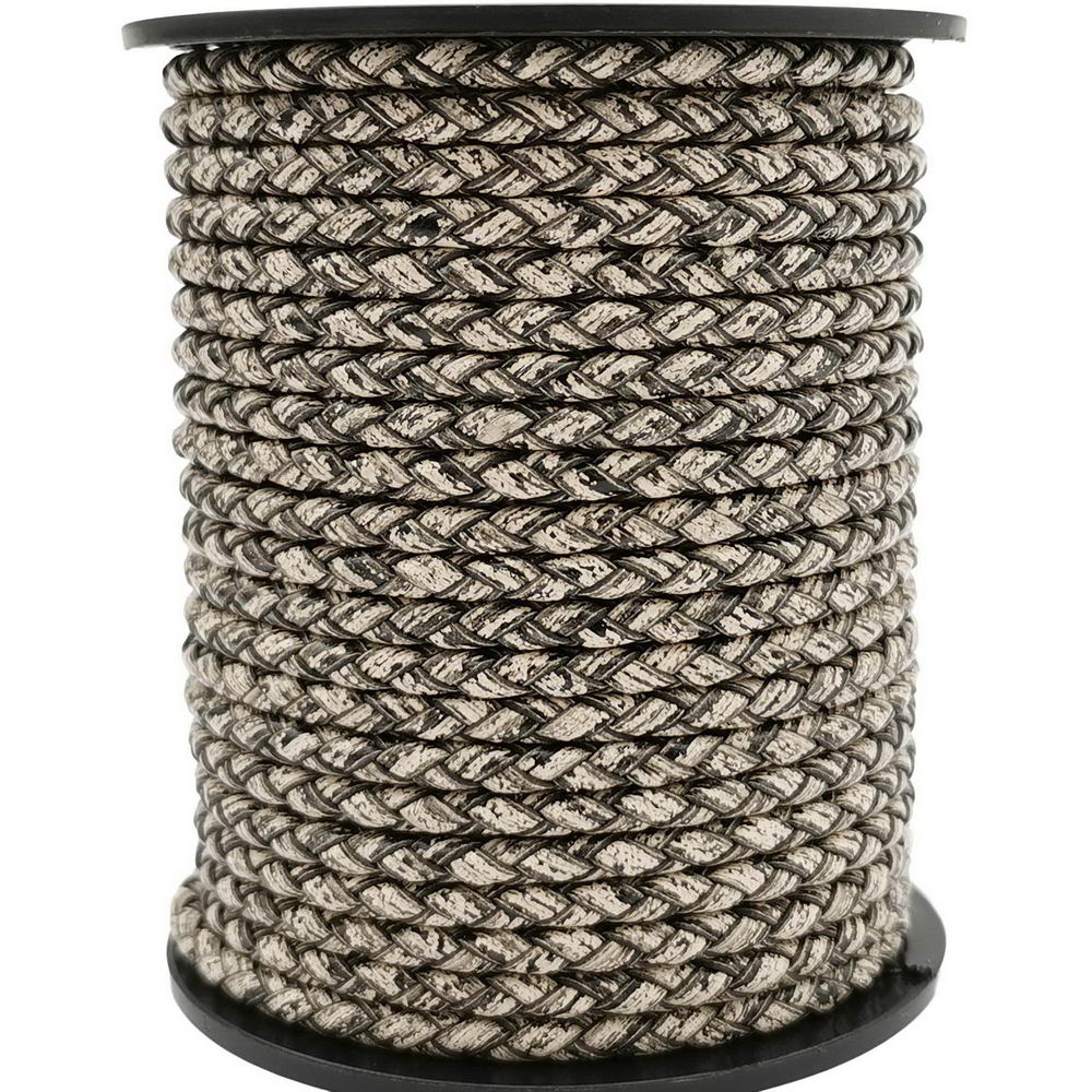 ShapesbyX-4mm Round Braided Leather Bolo Cord Antique White
