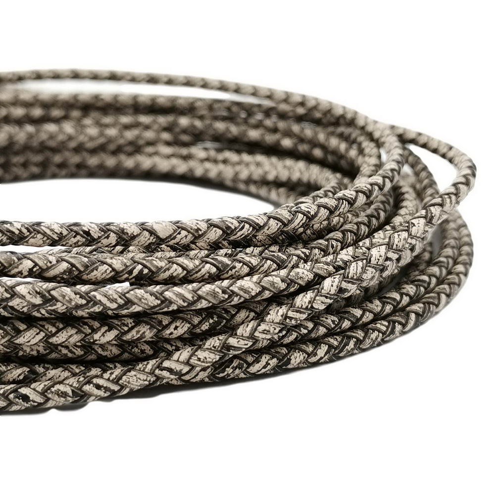 ShapesbyX-4mm Round Braided Leather Bolo Cord Antique White