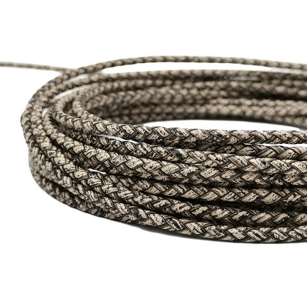 ShapesbyX-4mm Round Braided Leather Bolo Cord Antique White