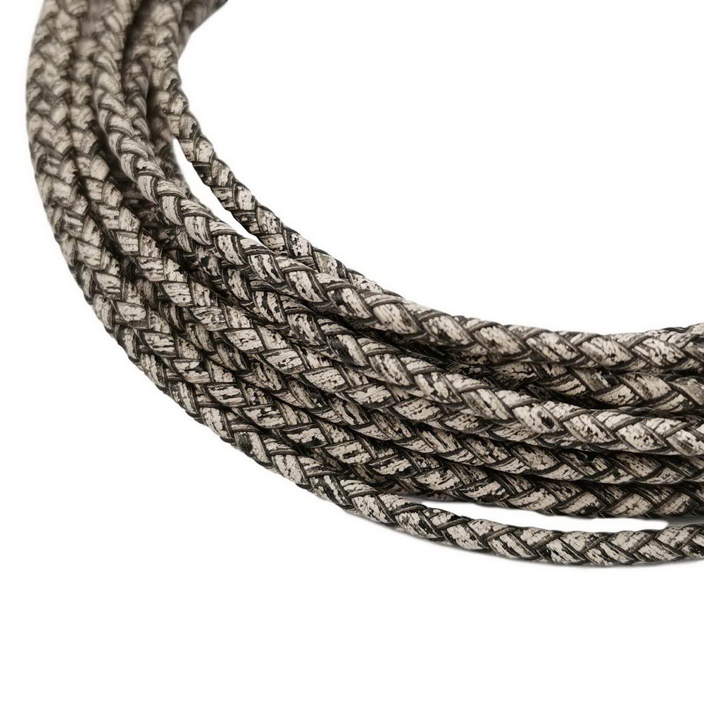 ShapesbyX-4mm Round Braided Leather Bolo Cord Antique White