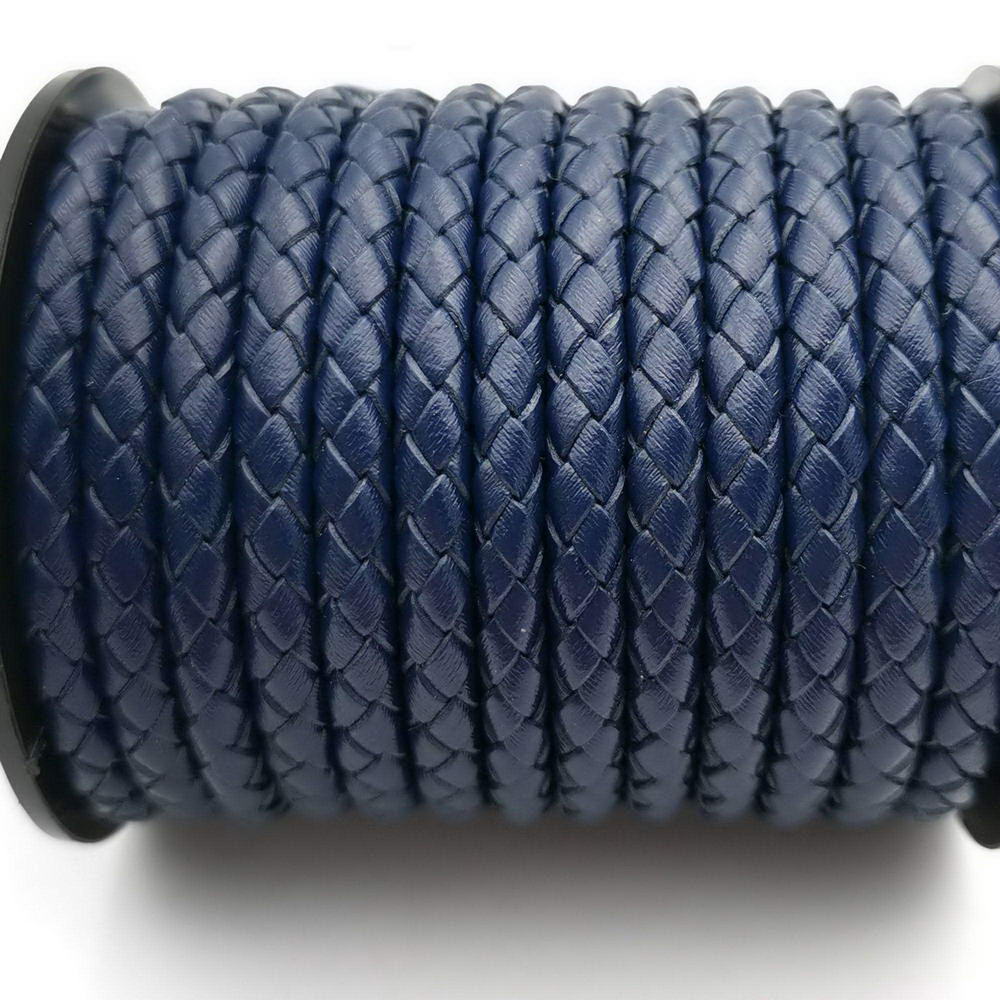 ShapesbyX-cordons Bolo en cuir tressé, 5mm, bleu marine, sangle de fabrication de bracelets