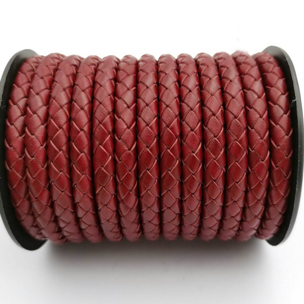 ShapesbyX-Braided Leather Bolo Cord 5mm Round Hawthorn/Darker Red Bracelet Making Jewelry Leather Strap