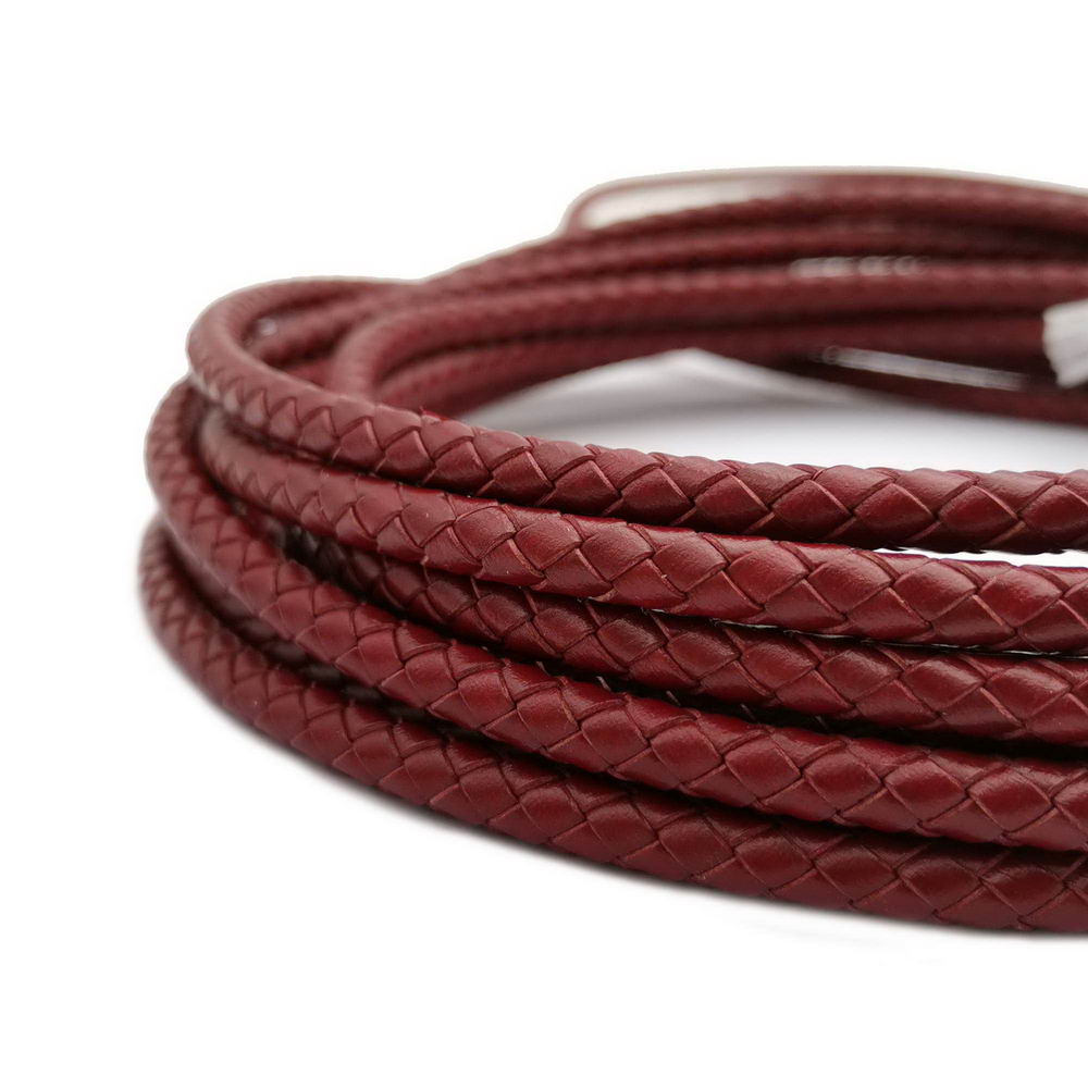ShapesbyX-Braided Leather Bolo Cord 5mm Round Hawthorn/Darker Red Bracelet Making Jewelry Leather Strap