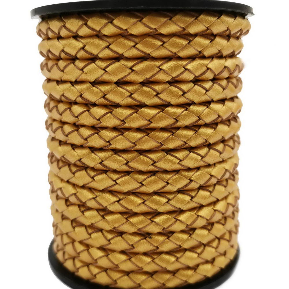 5mm Braided Leather Cords Gold Round Leather Bolo Strap Bracelet Making or Decor