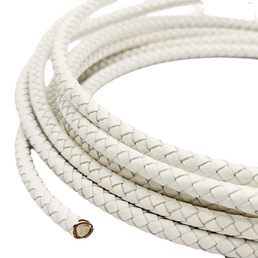 ShapesbyX-cordons en cuir tressés ronds de 6mm, bracelet en cuir plié tissé blanc, fabrication ou décoration de bracelets