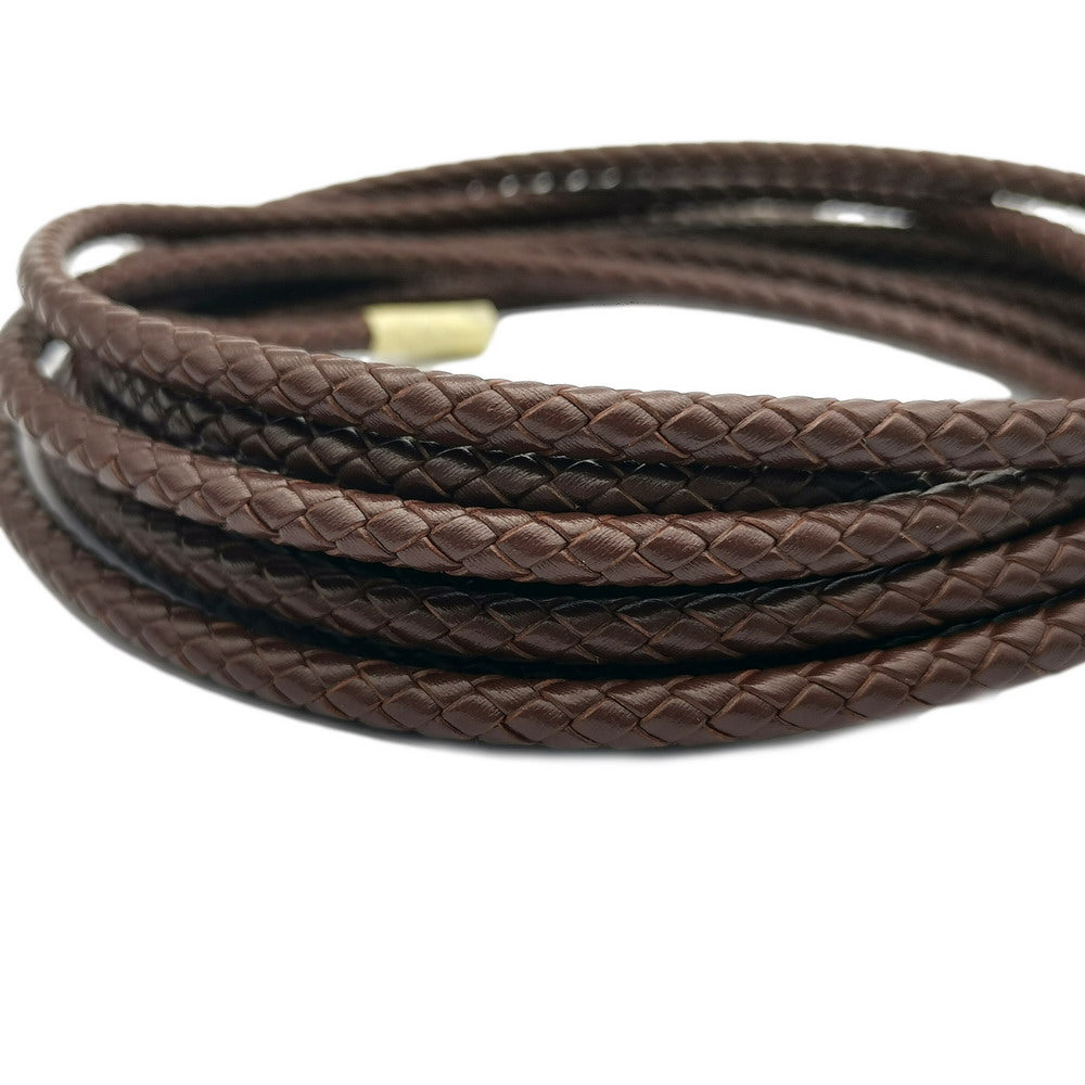 ShapesbyX-Cordon Bolo rond en cuir tressé de 6 mm marron foncé pour la fabrication de bijoux et l'artisanat du cuir