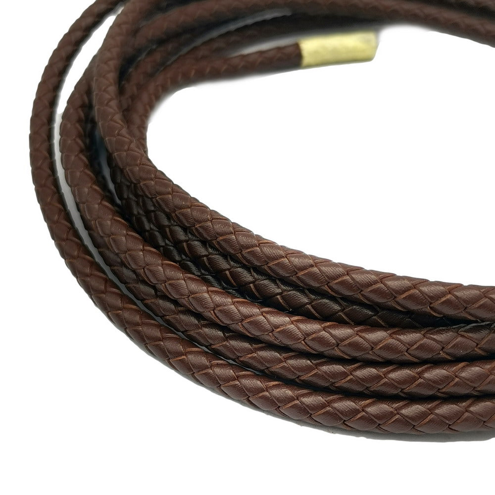 ShapesbyX-Cordon Bolo rond en cuir tressé de 6 mm marron foncé pour la fabrication de bijoux et l'artisanat du cuir