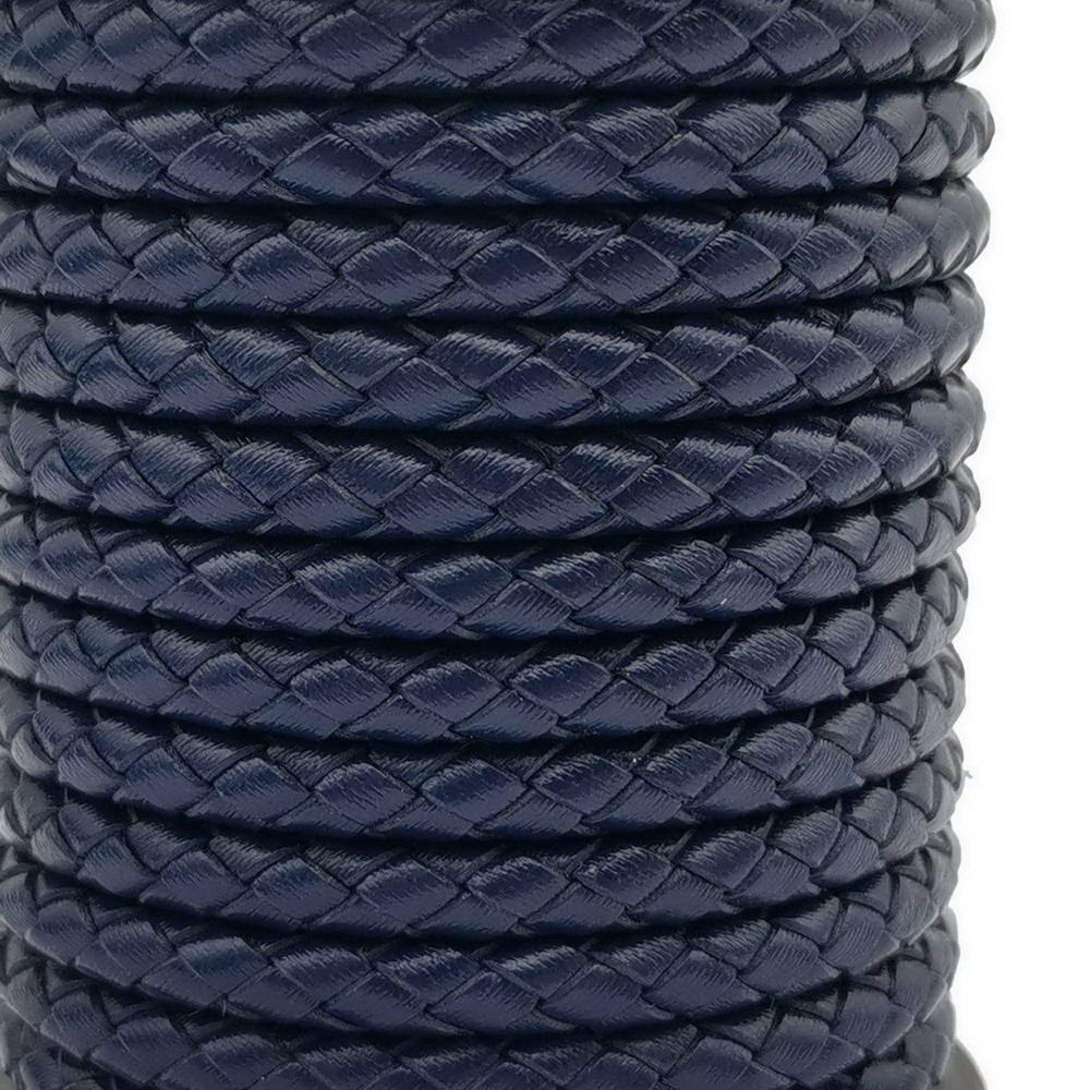 ShapesbyX-6 mm rundes geflochtenes Leder-Bolo-Kordel, dunkelblau, zur Schmuckherstellung, Lederhandwerk
