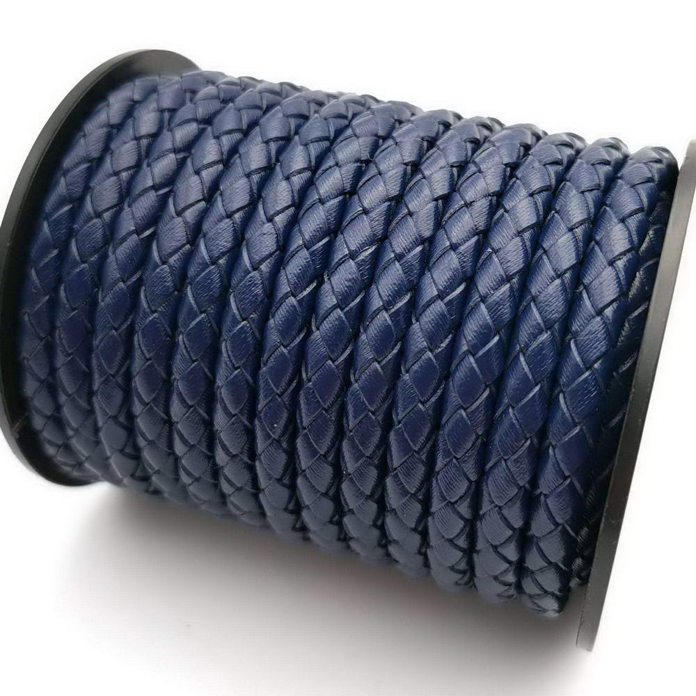 ShapesbyX-6 mm rundes geflochtenes Leder-Bolo-Kordel, dunkelblau, zur Schmuckherstellung, Lederhandwerk
