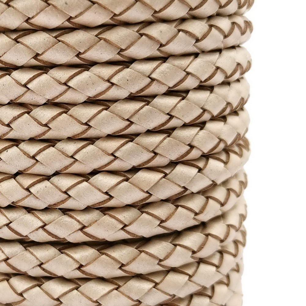 Metallic Pearl Leather Cords 6mm Round Braided Leather Strap