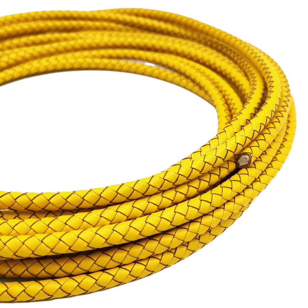 ShapesbyX-6 mm rundes, gefaltetes Lederband für die Herstellung von geflochtenen Armbändern, gelbes Bolo-Lederband