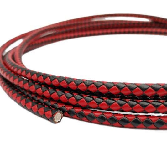 ShapesbyX-Black Red Mixed Leather Cords 6mm Round Braided Leather Strap