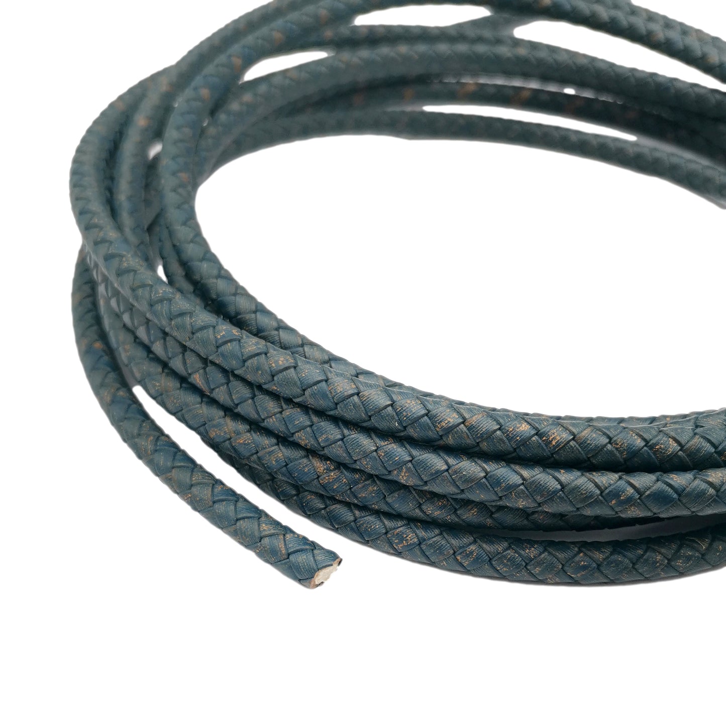 shapesbyX-6mm Round Braided Leather Bolo Cord Distressed Blue Antique Color Jewelry Making Leather Craft