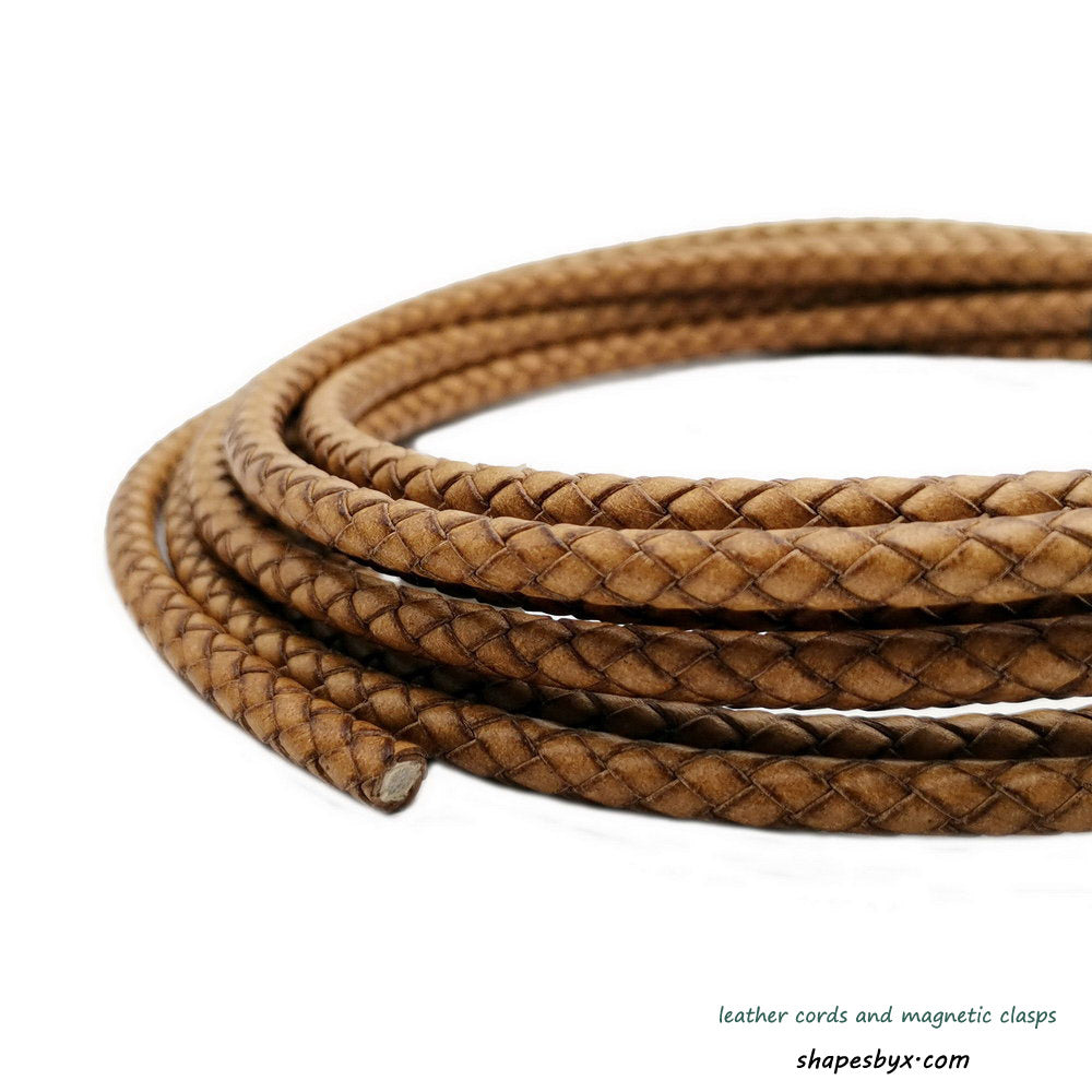 6mm tan leather bolo cord braided leather strap for bracelet necklace making bolo tie