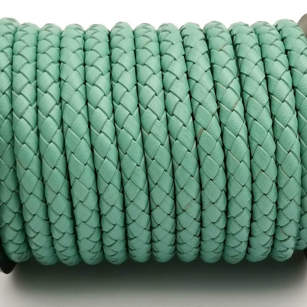 ShapesbyX-6 mm cordon en cuir tressé rond turquoise bracelet en cuir plié pour la fabrication de bijoux