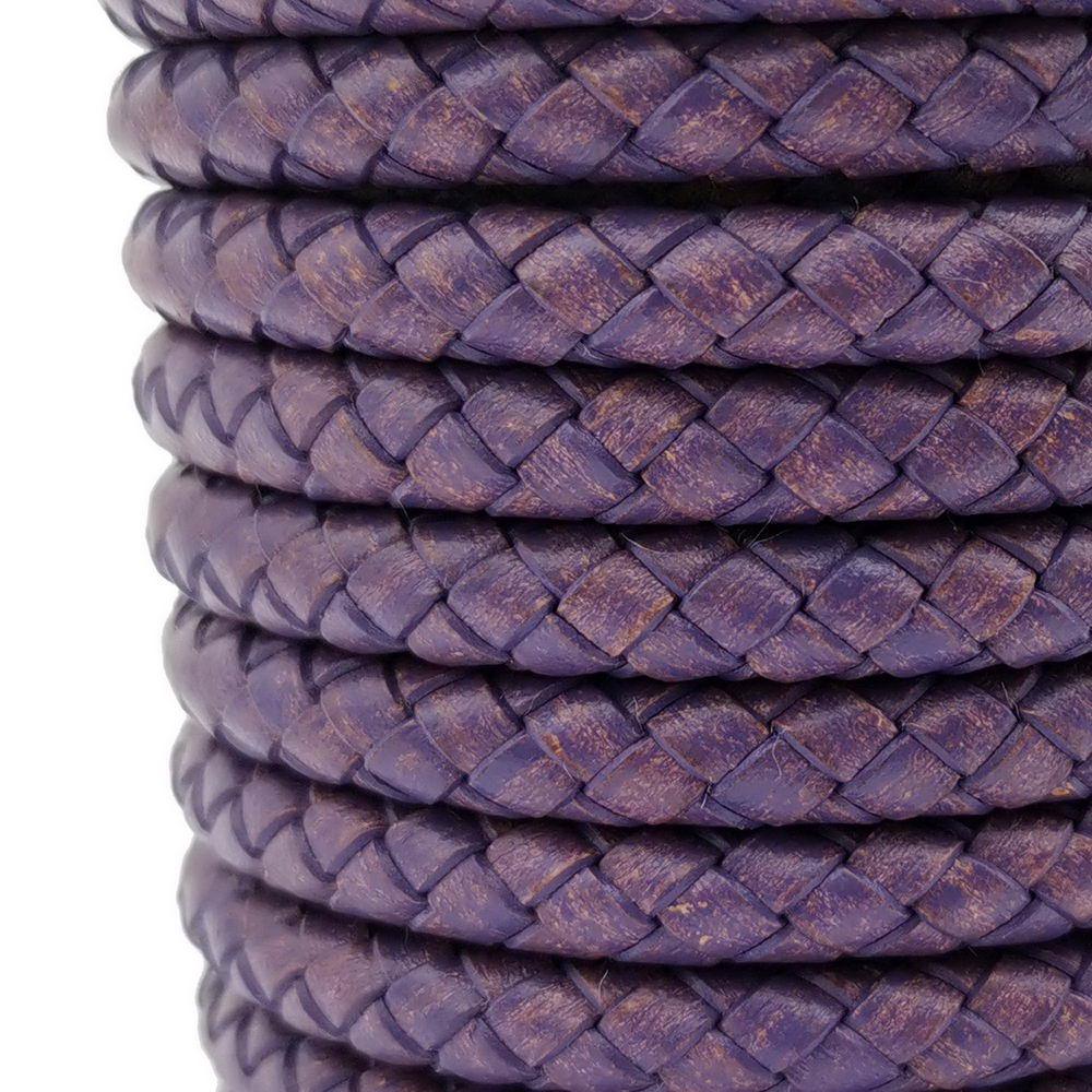 ShapesbyX-Braided Leather Bolo Cords 6mm Round Distressed Purple