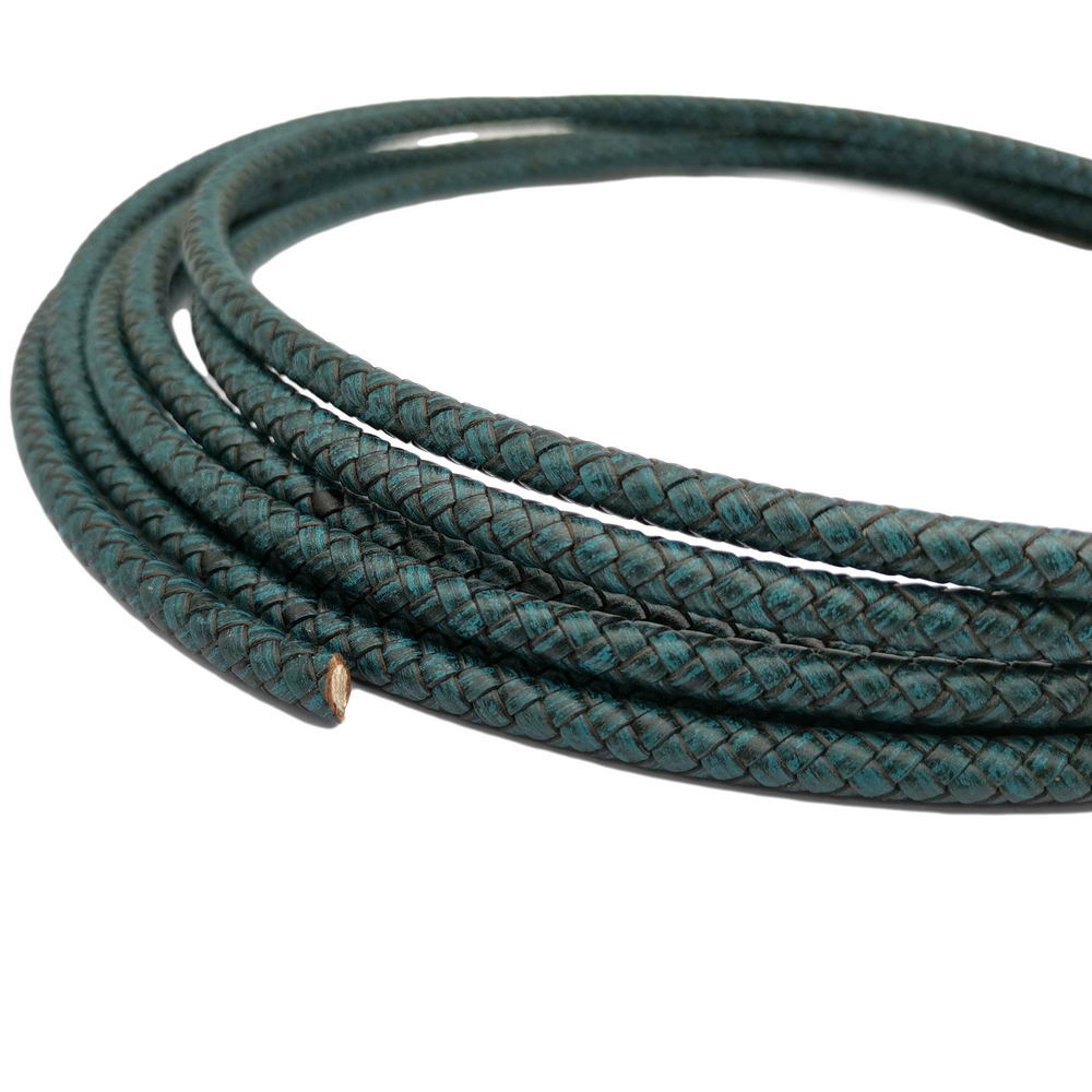 shapesbyX-6mm Braided Leather Bolo Cord Distressed Teal for Jewelry Making Bracelet Making