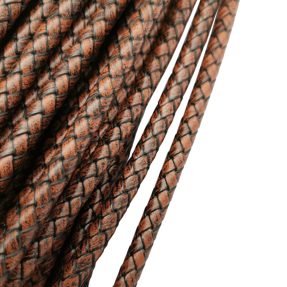 shapesbyX-6mm Braided Leather Bolo Cord Antique Brown for Jewelry Making Bracelet Making