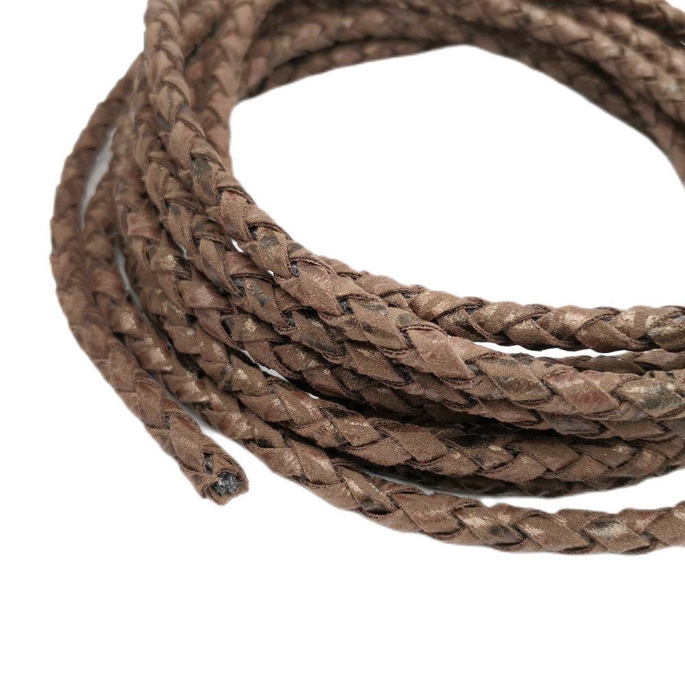 shapesbyX-6mm Rustic Antique Brown Faux Suede Leather Braided Leather Cord