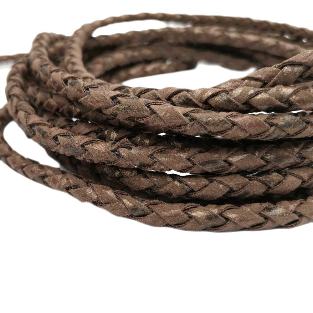 shapesbyX-6mm Rustic Antique Brown Faux Suede Leather Braided Leather Cord