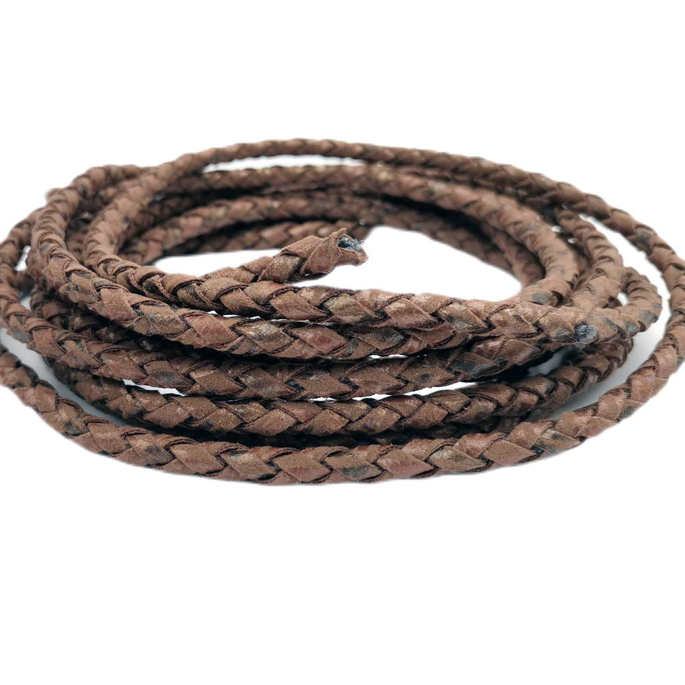 shapesbyX-6mm Rustic Antique Brown Faux Suede Leather Braided Leather Cord
