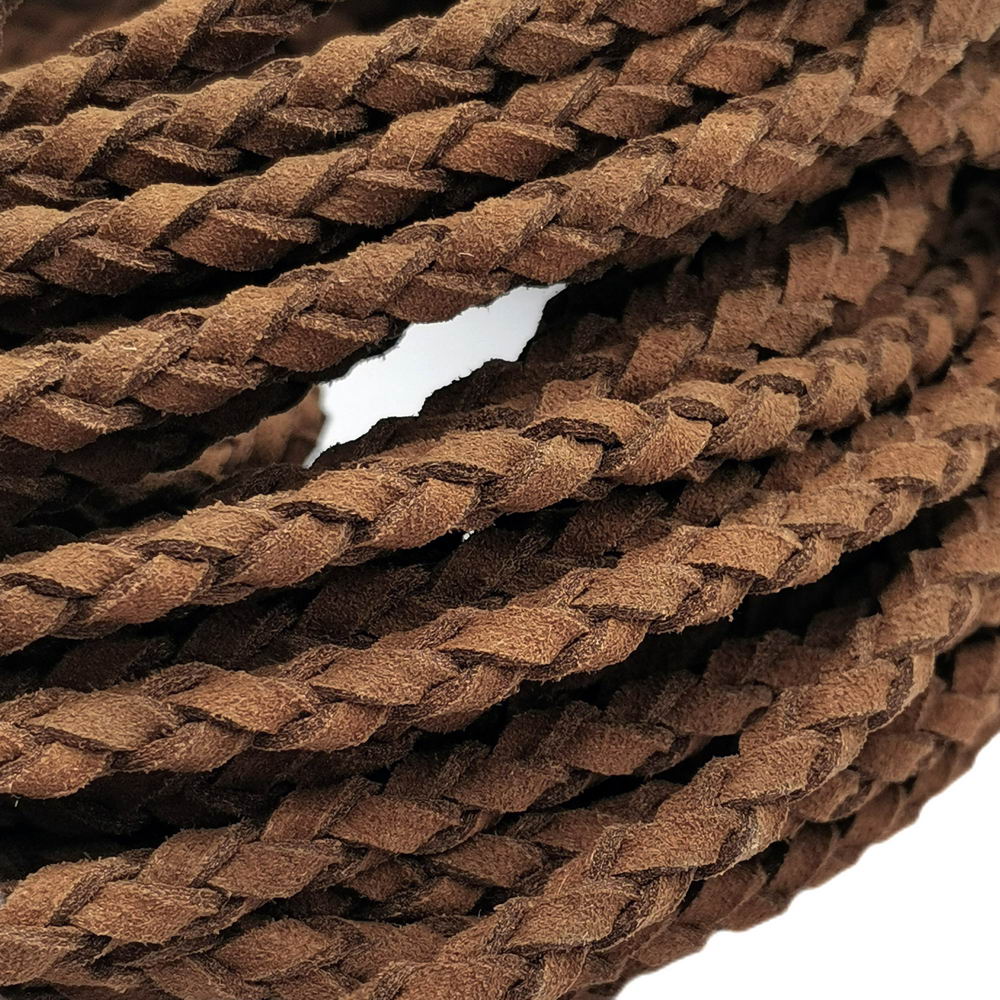 shapesbyX-6mm Brown Faux Suede Leather Braided Cord Soft Leather