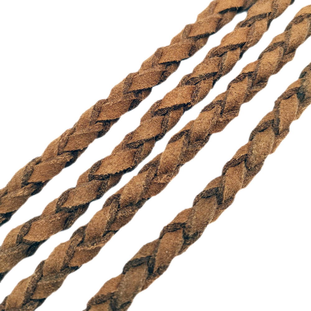 shapesbyX-6mm Brown Faux Suede Leather Braided Cord Soft Leather