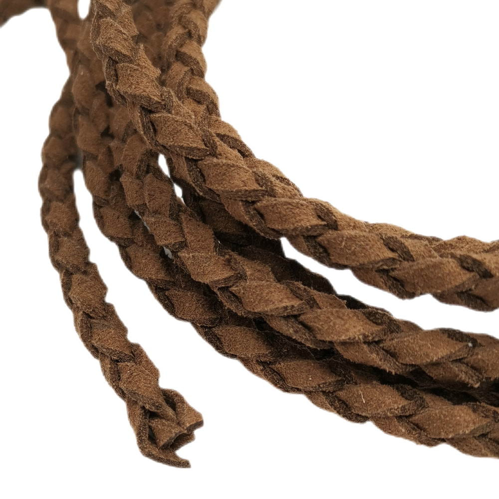 shapesbyX-6mm Brown Faux Suede Leather Braided Cord Soft Leather